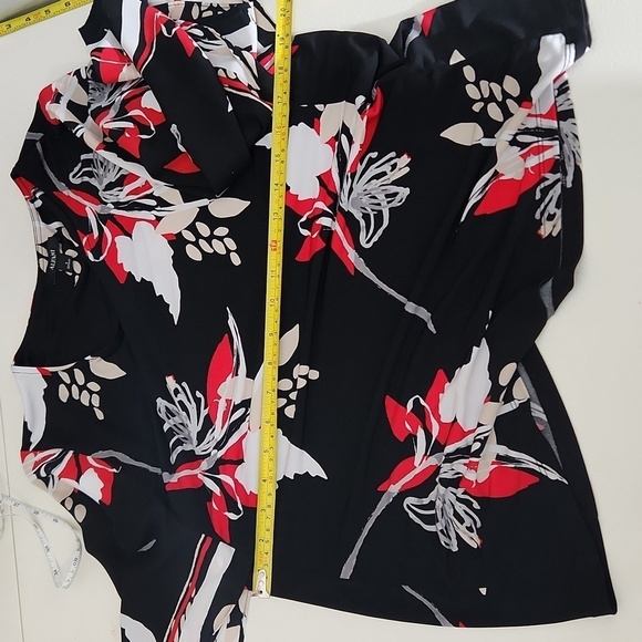 Alfani Blouse Womens Small Top Floral Black White Tan Red Career - Picture 8 of 11